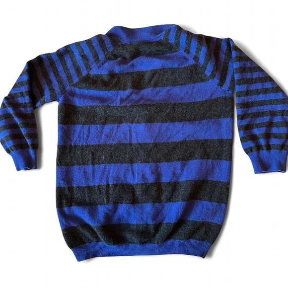 Liz Claiborne 100% Cashmere V-Neck Cardigan – Size M – Blue & Dark Grey Stripes - Picture 3 of 7